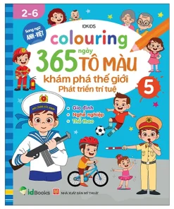 Colouring 365 Khám Phá Thế Giới Cuốn 5 – 48 trang tô màu về gia đình, nghề nghiệp, thể thao, giúp phát triển nhận thức xã hội. Đến từ Sách Tô Màu IQ